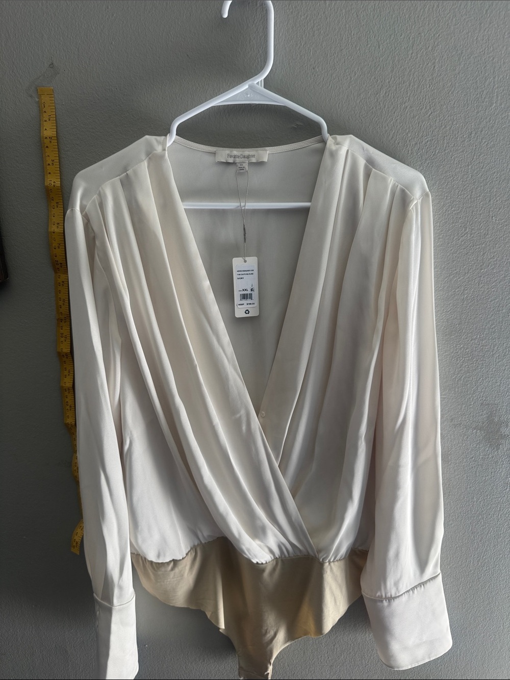 Favorite Daughter Ivory Surplice Long-Sleeve Bodysuit